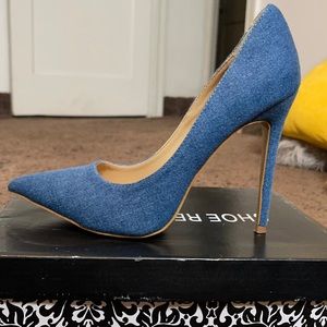 Denim Blue Heels Only Worn Twice , Good Condition